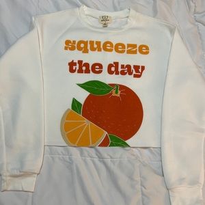 “Squeeze the Day” cream cropped sweatshirt- NWT!